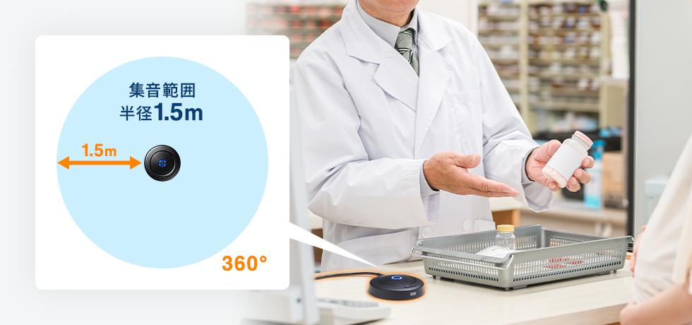 集音範囲半径1.5m