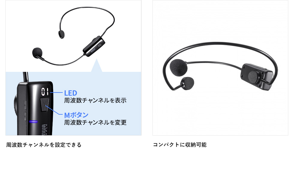 周波数チャンネルを設定できる コンパクトに収納可能