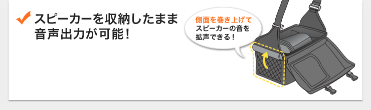 スピーカーを収納したまま音声出力が可能