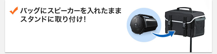 バックにスピーカーを入れたままスタンドに取り付け