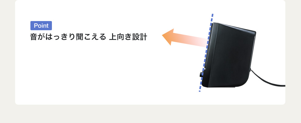 音がはっきり聞こえる上向き設計