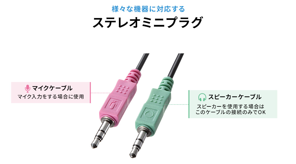 様々な機器に対応するステレオミニプラグ