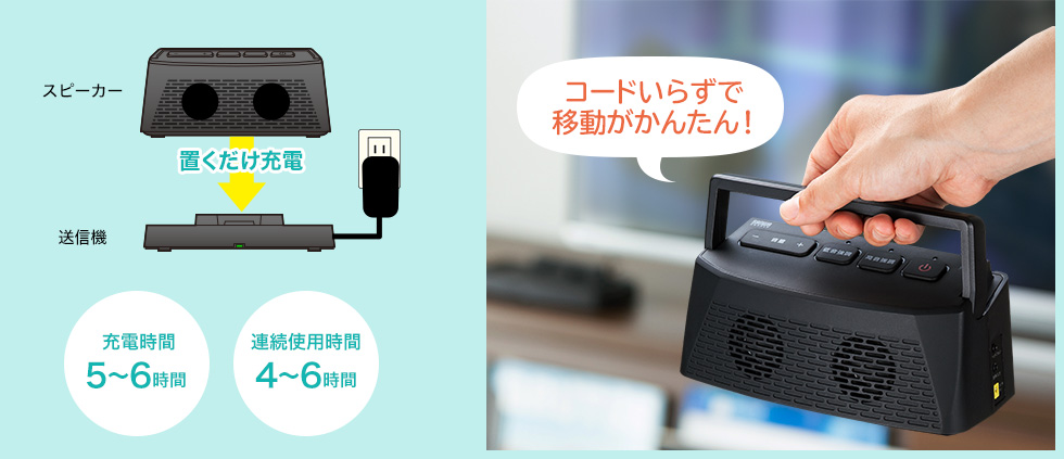 送信機に置くだけ充電 コードいらずで移動が簡単