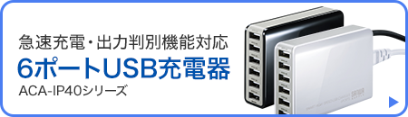 急速充電・出力判別機能対応　6ポートUSB充電器