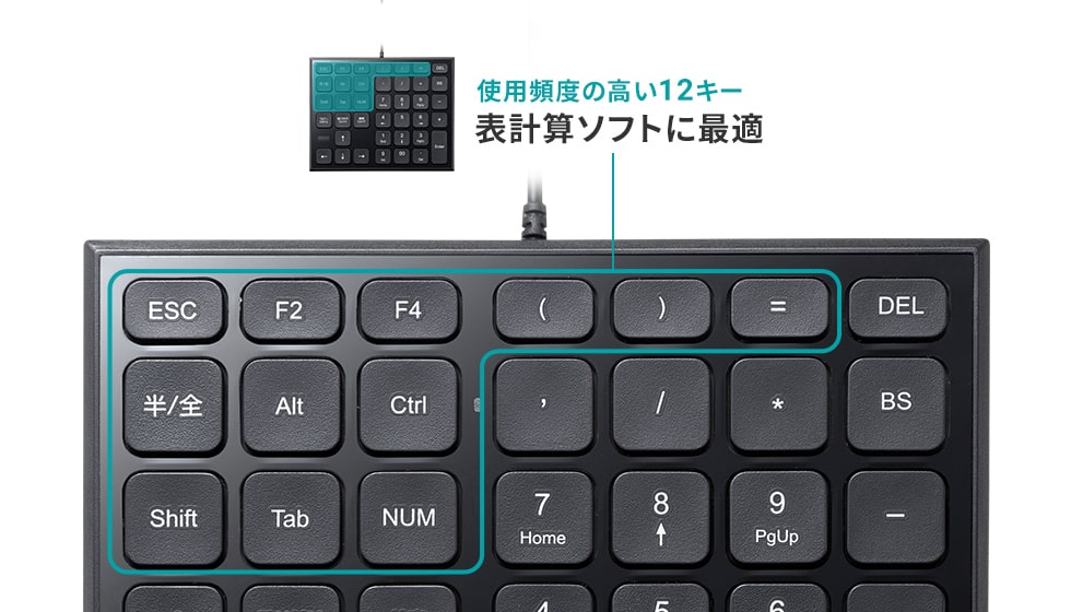 Excelに最適なキーを搭載した表計算テンキー