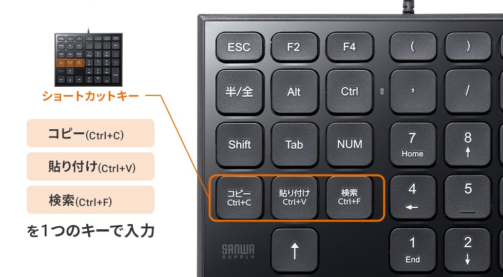 コピー・貼り付け・検索をワンタッチで入力