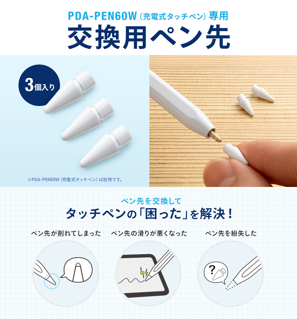 PDA-PEN60W先端交換部品（3個入り）。