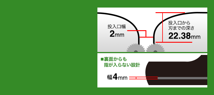 投入口幅2mm　投入口から浜での深さ22.38mm