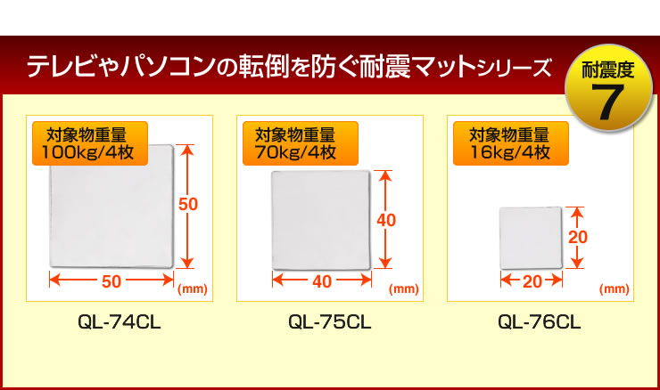 テレビやパソコンの転倒を防ぐ耐震マットシリーズ