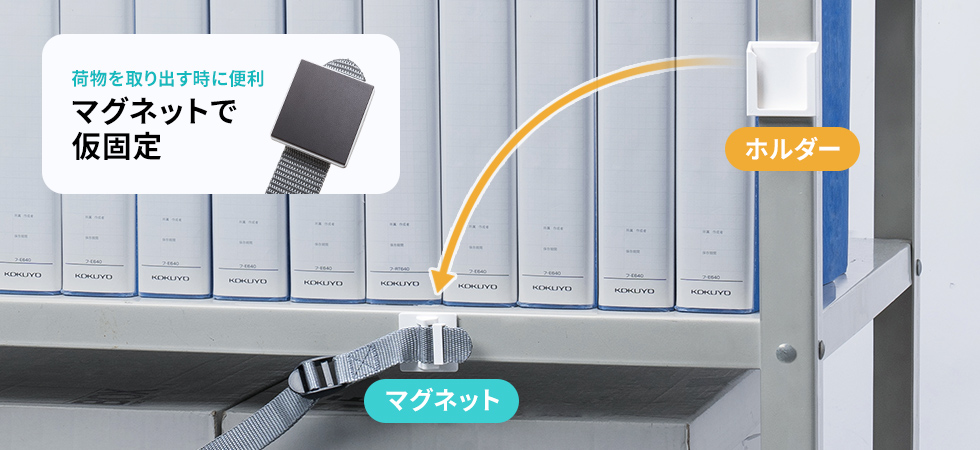 ベルト裏面のマグネットで、仮止めできる