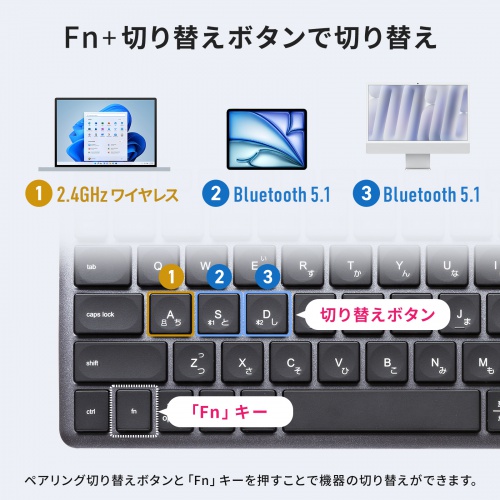 Fn+切り替えボタンで切り替え