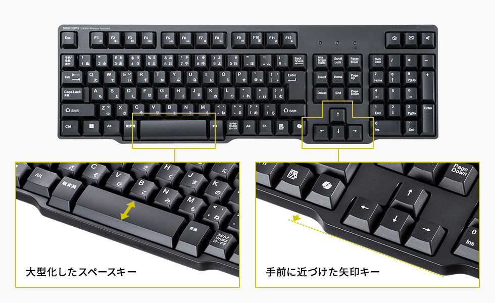 押しやすさにこだわったキーサイズや配置