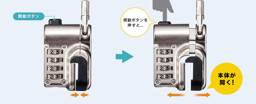 ボタンでワンタッチで取り外し可能