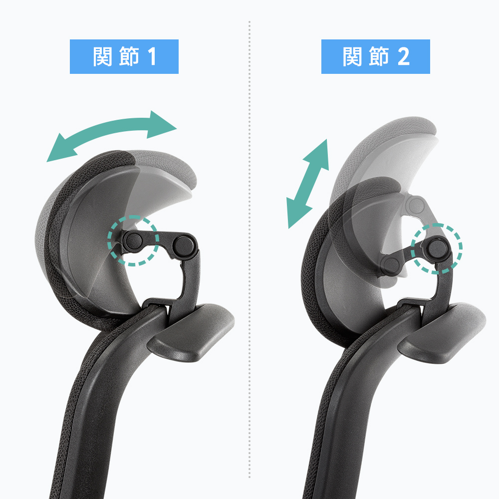 可動式ヘッドレスト付き
