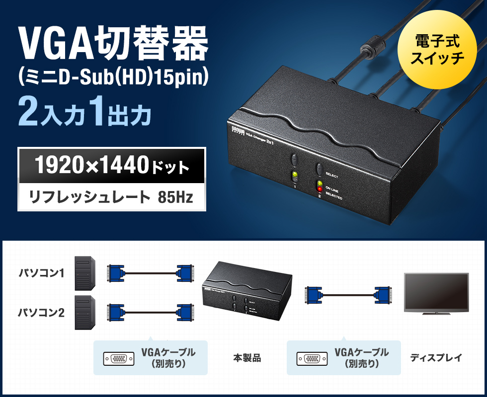 VGA切替器 2入力1出力