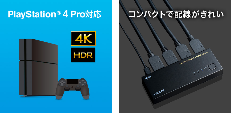 PlayStation 4 Pro対応 コンパクトで配線がきれい