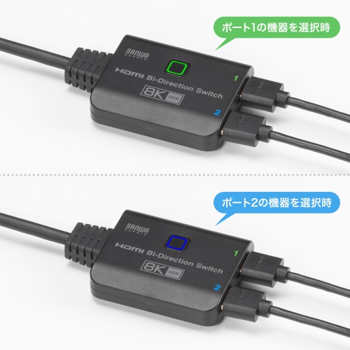 ▲選択中のポートが一目でわかる、視認性の高いLED表示