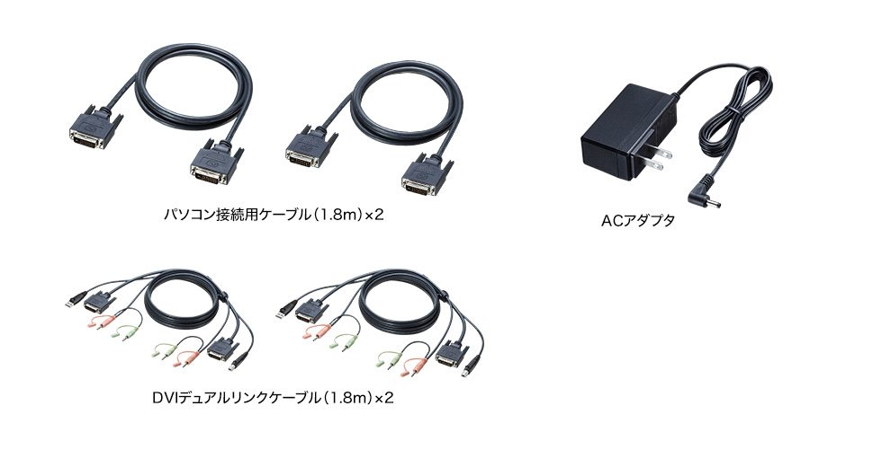 パソコン接続用ケーブル×2 ACアダプタ DVIデュアルリンクケーブル×2