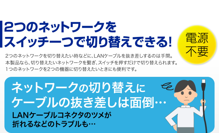 2つのネットワークをスイッチ一つで切り替えできる