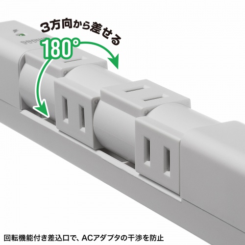 回転する差込口でACアダプタの干渉を防止