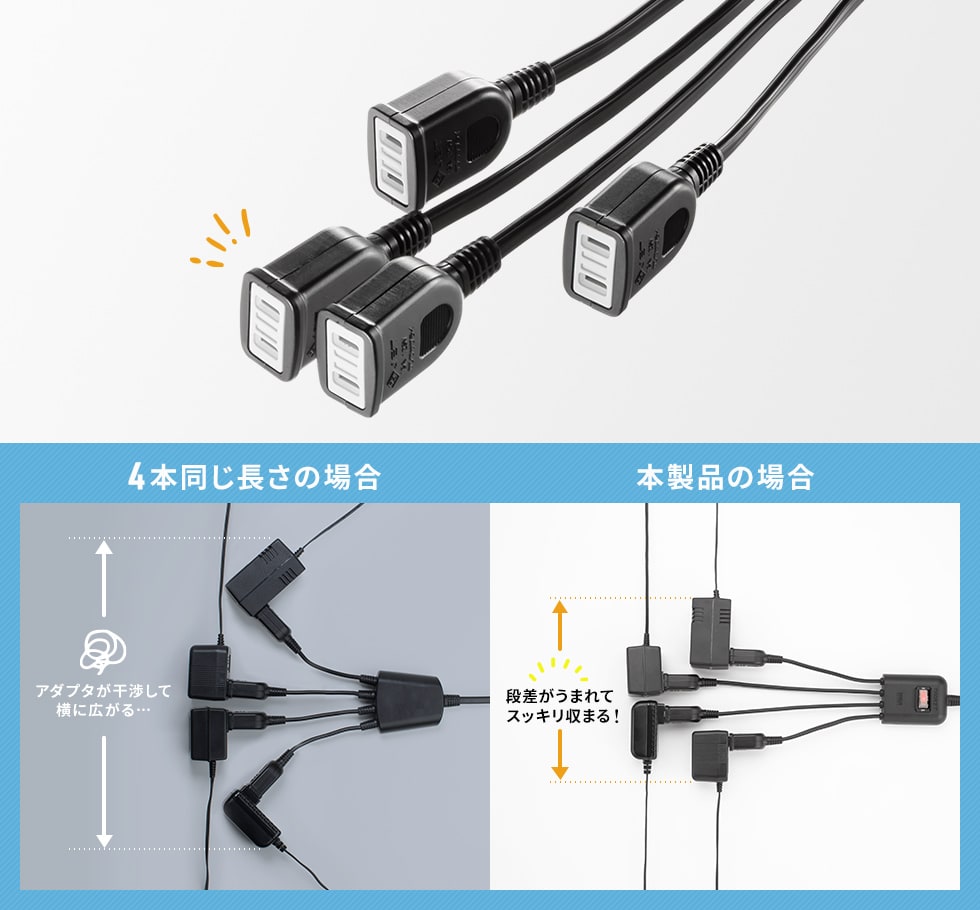 ACアダプタがタイトにまとまる