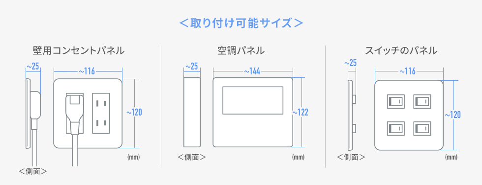コンセント以外にも使える汎用サイズ