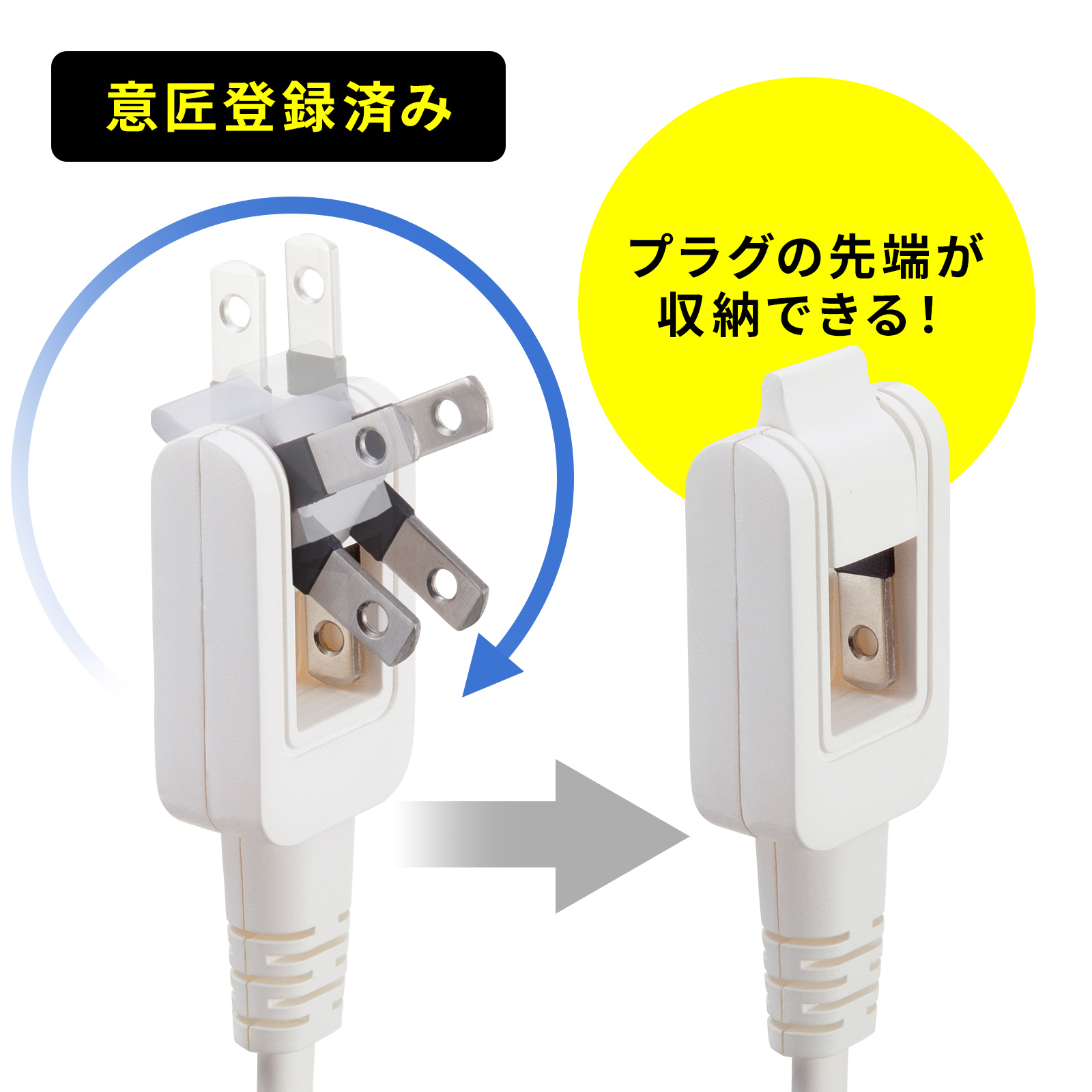 折りたためるスイングプラグ採用