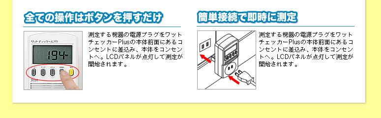 全ての操作はボタンを押すだけ＆簡単接続で即時に測定