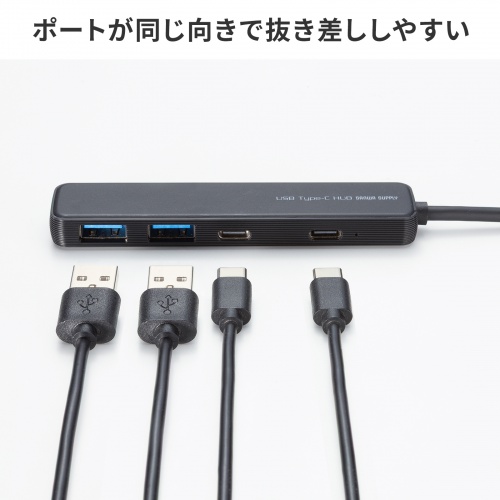 ポートが同じ向きで抜き差ししやすい