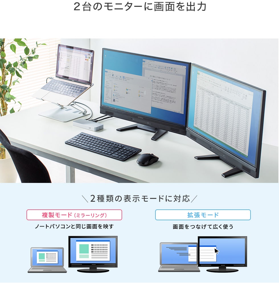 2台のモニターに画面を出力