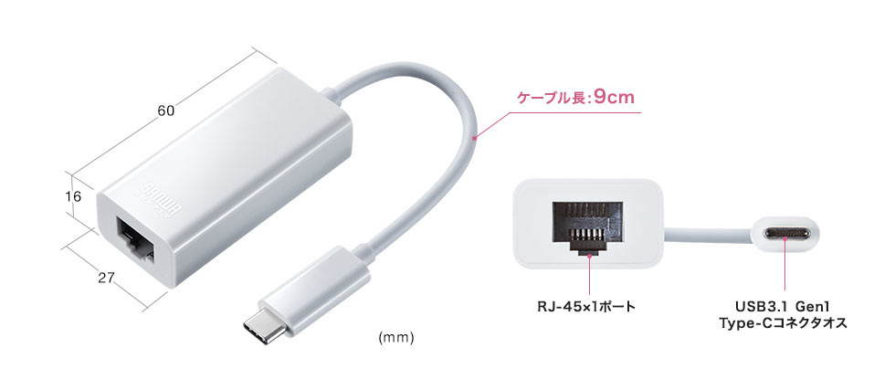 ケーブル長：9cm