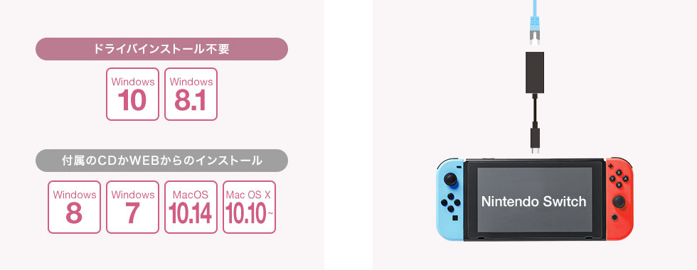 インストール方法を選べる Nintendo switchにも対応