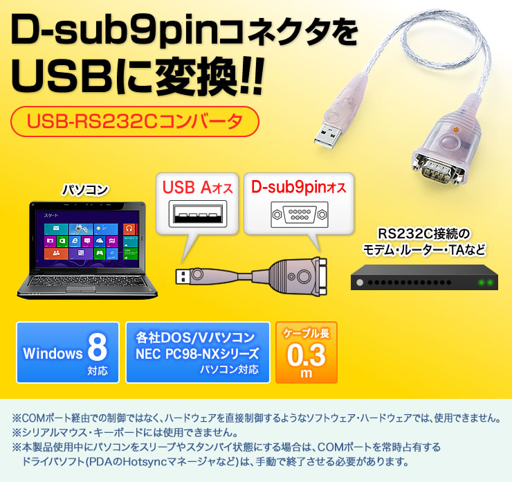 D-sub9pinコネクタをUSBに変換!!USB-RS232Cコンバーター