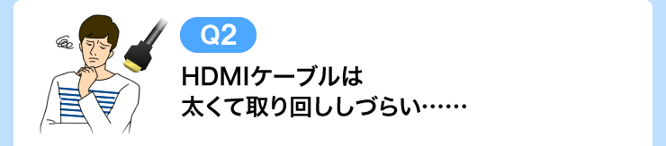 HDMIケーブルは取り回ししづらい