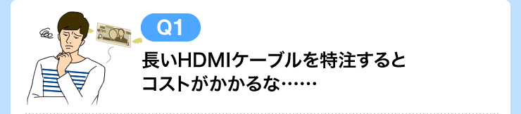 長いHDMIケーブルを特注するとコストがかかるな