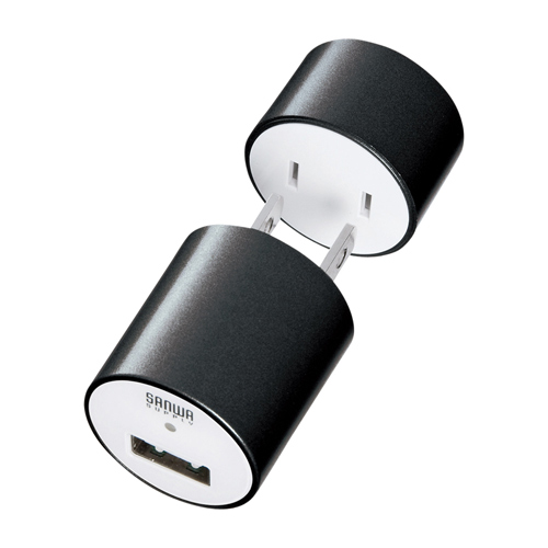 コンセントからUSB電源出力に変換できるアダプタ。プラグキャップ付き。