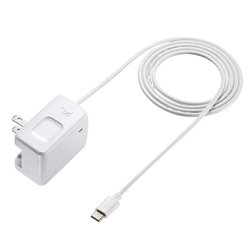 AC充電器(USB Type Cケーブル一体型・1.2m・3A・ホワイト)