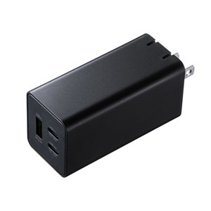 AC充電器(USB Power Delivery対応・PD45W・GaN・Type-C2ポート・ブラック)
