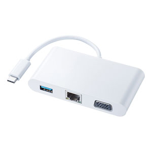 USB Type C-VGAマルチ変換アダプタ(LANポート付き・PD充電)