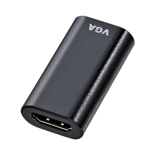 パソコンのHDMI出力をVGA信号に変換するアダプタ。ブラック。HDMIオス-VGAメス