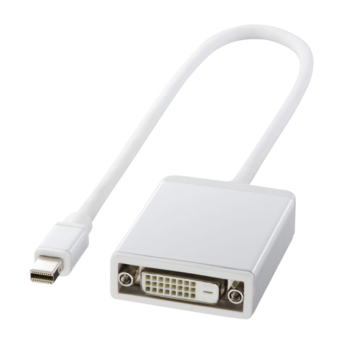 Mini DisplayPortを搭載したMacBook、MacBook Pro、MacBook Air、Mac mini、iMac、Mac ProをDVI-Dインターフェースを持つディスプレイ・テレビに接続するための変換アダプタ。