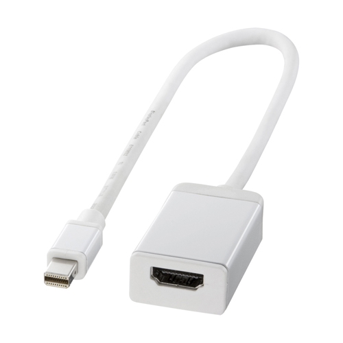 Mini DisplayPortを搭載したMacBook、MacBook Pro、MacBook Air、Mac mini、iMac、Mac ProをHDMIインターフェースを持つディスプレイ・テレビに接続するための変換アダプタ。