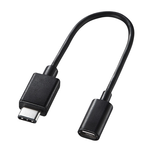 USB micro Bコネクターをtype Cコネクターに変換するケーブル。10cm・ブラック。AD-USB25CMCB サンワサプライ