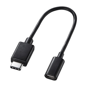 変換アダプタミニケーブル(MicroUSB・ブラック・データ転送・充電・USB2.0) AD-USB25CMCB サンワサプライ