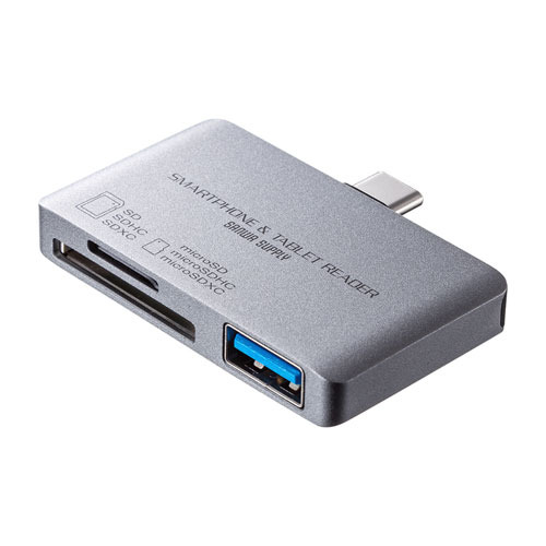 Type Cカードリーダー Usb1ポート搭載 Sdカード Microsdカード Ps5対応 タブレット スマホ グレー Adr 3tcsdugy 激安通販のイーサプライ