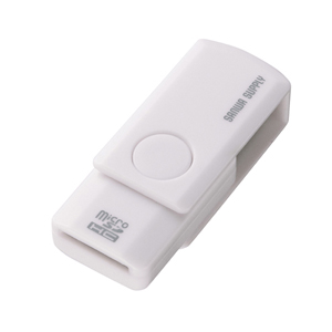 キャップの紛失の心配が無い小さくて持ち運びに便利なmicroSDカード専用カードリーダー(ホワイト) サンワサプライ