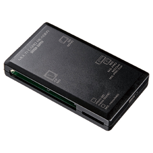 【サンワサプライ】48種類のメディアに対応するコンパクトで薄いUSB2.0マルチカードリーダ(ブラック)