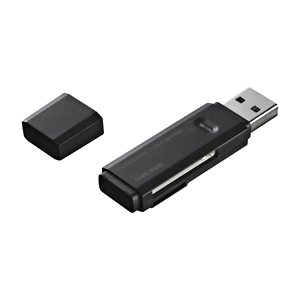 USB2.0カードリーダー(SD、microSD対応・ブラック) サンワサプライ