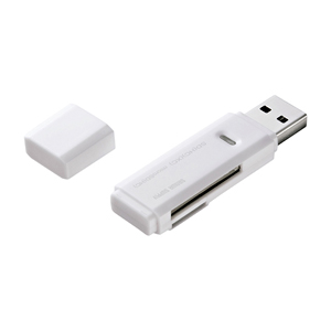 USB2.0カードリーダー(SD、microSD対応・ホワイト) サンワサプライ