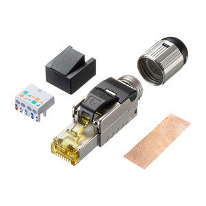 RJ-45シールドコネクタ(カテゴリ6A・10ギガビットイーサネット対応・単線・より線)